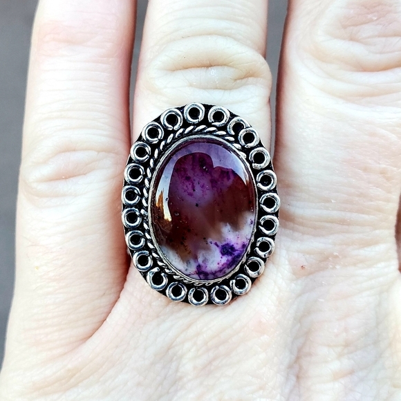 New Dyed Dendritic Opal 925 Silver Ring. - Picture 8 of 14